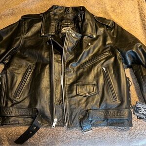 Brand new with tag men’s size 4XL leather motorcycle coat with zip out liner